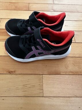 Asics Kids Black & Coral Velcro Athletic Sneakers